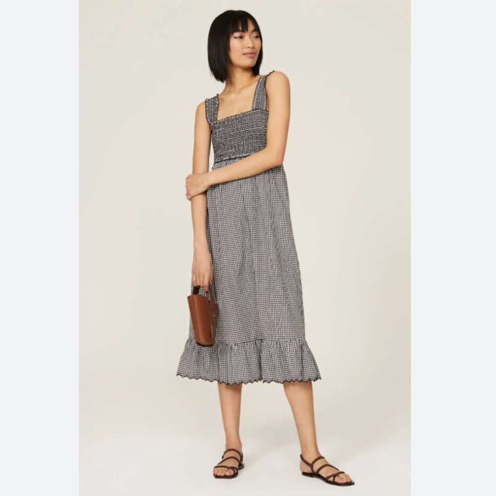 Rails Rumi Gingham Black and White Midi Dress